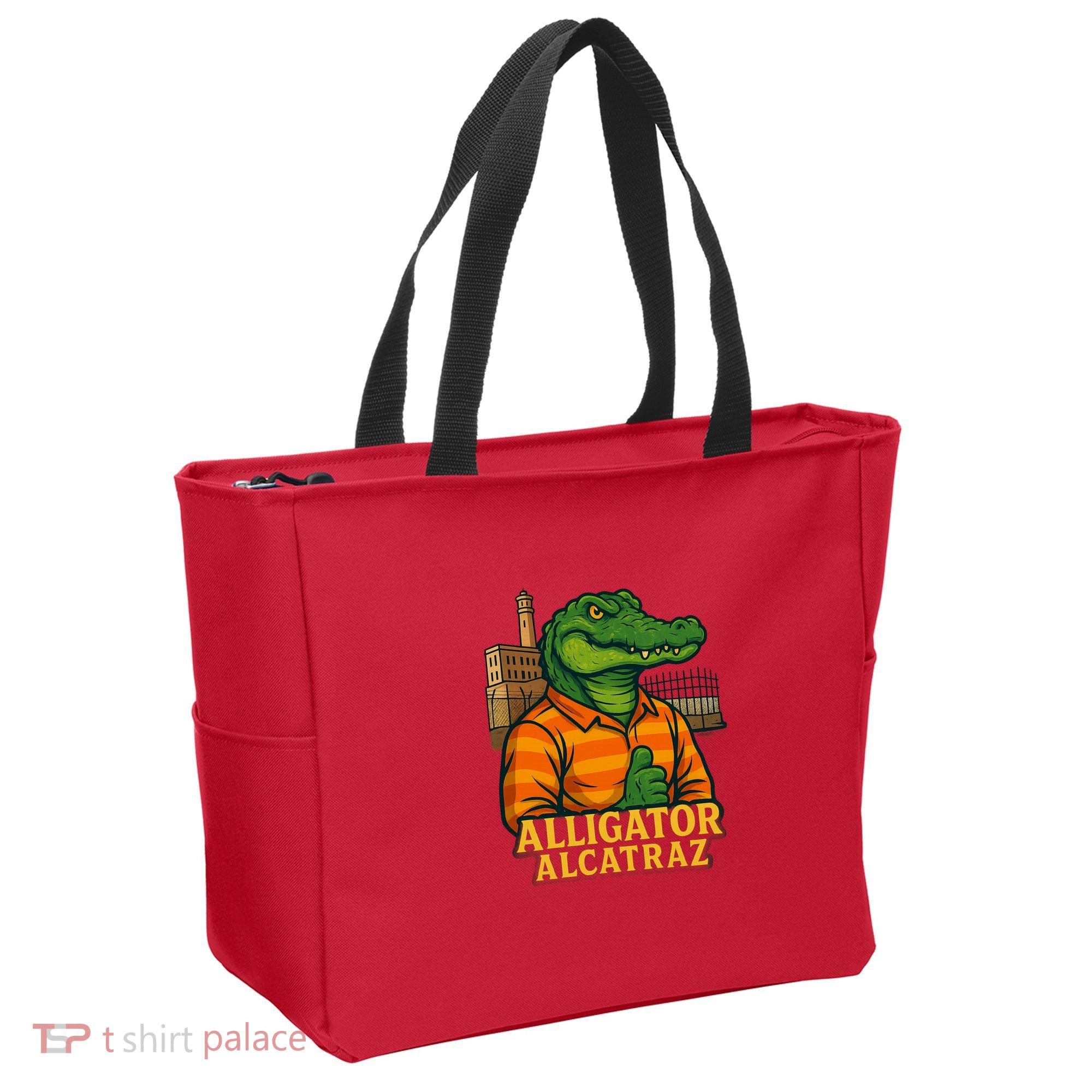 Funny Thumbs Up Alligator Alcatraz Tote Bag