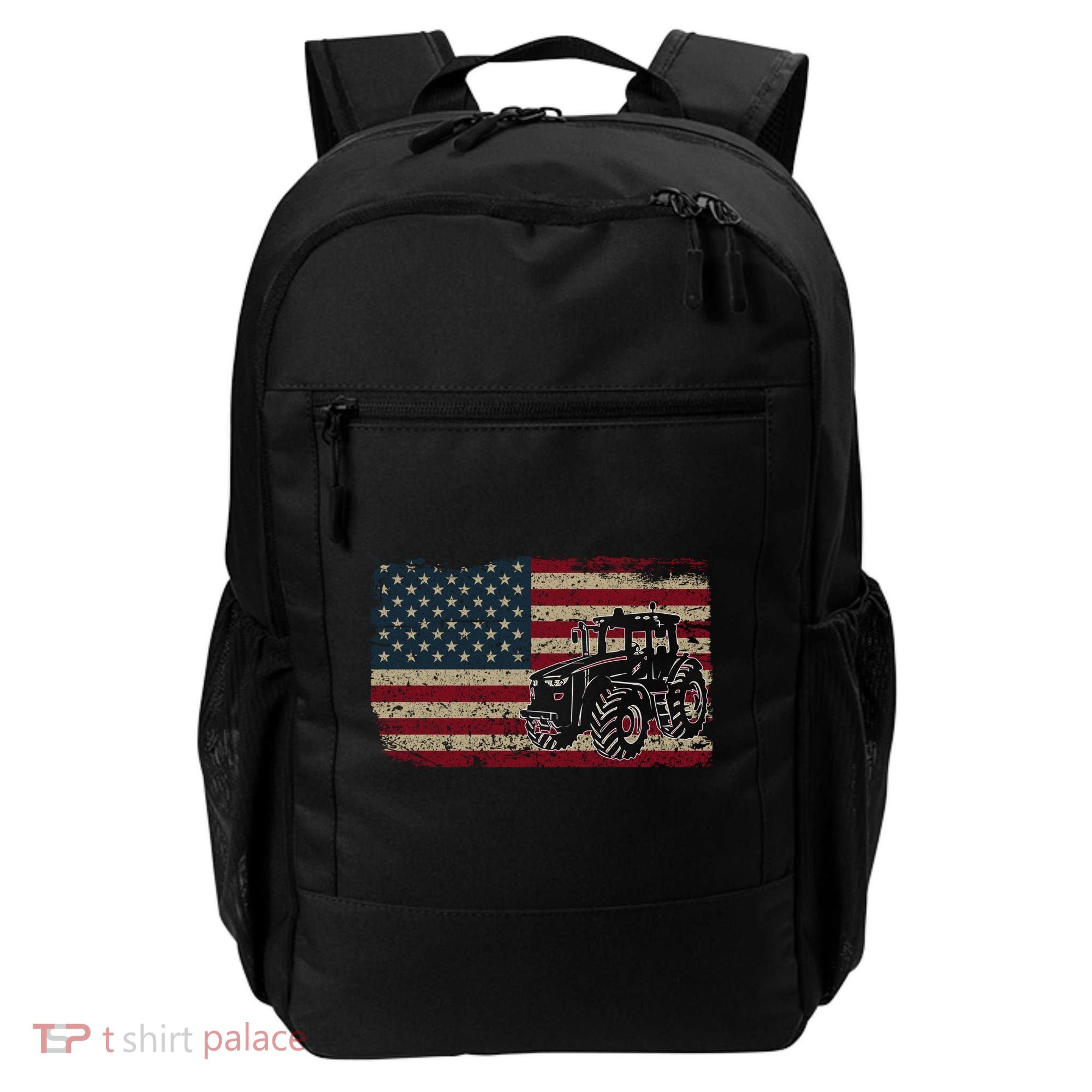 Farm Tractors Usa Flag Patriotic Farming Gift Backpack