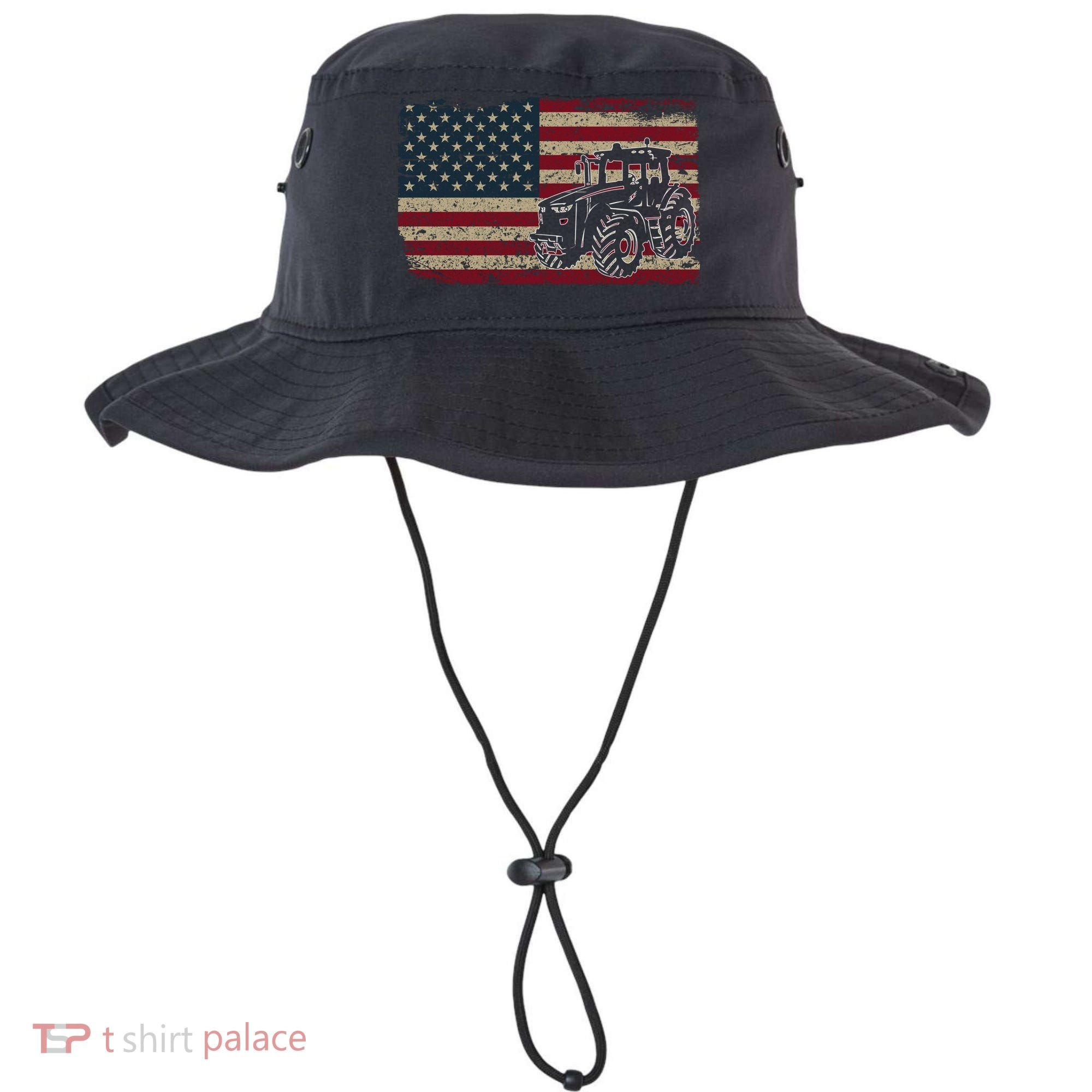 Farm Tractors Usa Flag Patriotic Farming Gift Bucket Hat