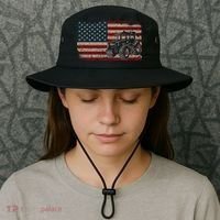 Farm Tractors Usa Flag Patriotic Farming Gift Bucket Hat thumb 3