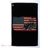 Farm Tractors Usa Flag Patriotic Farming Gift Golf Towel thumb 0