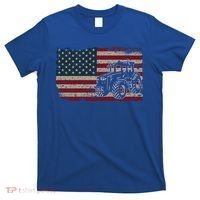 Farm Tractors Usa Flag Patriotic Farming Gift T-Shirt thumb 0