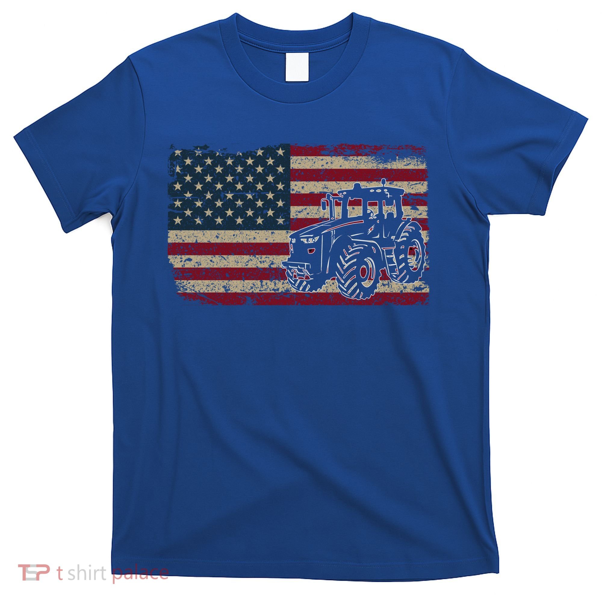 Farm Tractors Usa Flag Patriotic Farming Gift T-Shirt