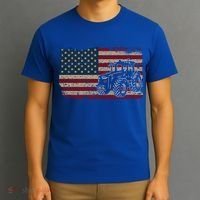 Farm Tractors Usa Flag Patriotic Farming Gift T-Shirt thumb 3