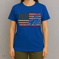 Farm Tractors Usa Flag Patriotic Farming Gift T-Shirt thumb 4