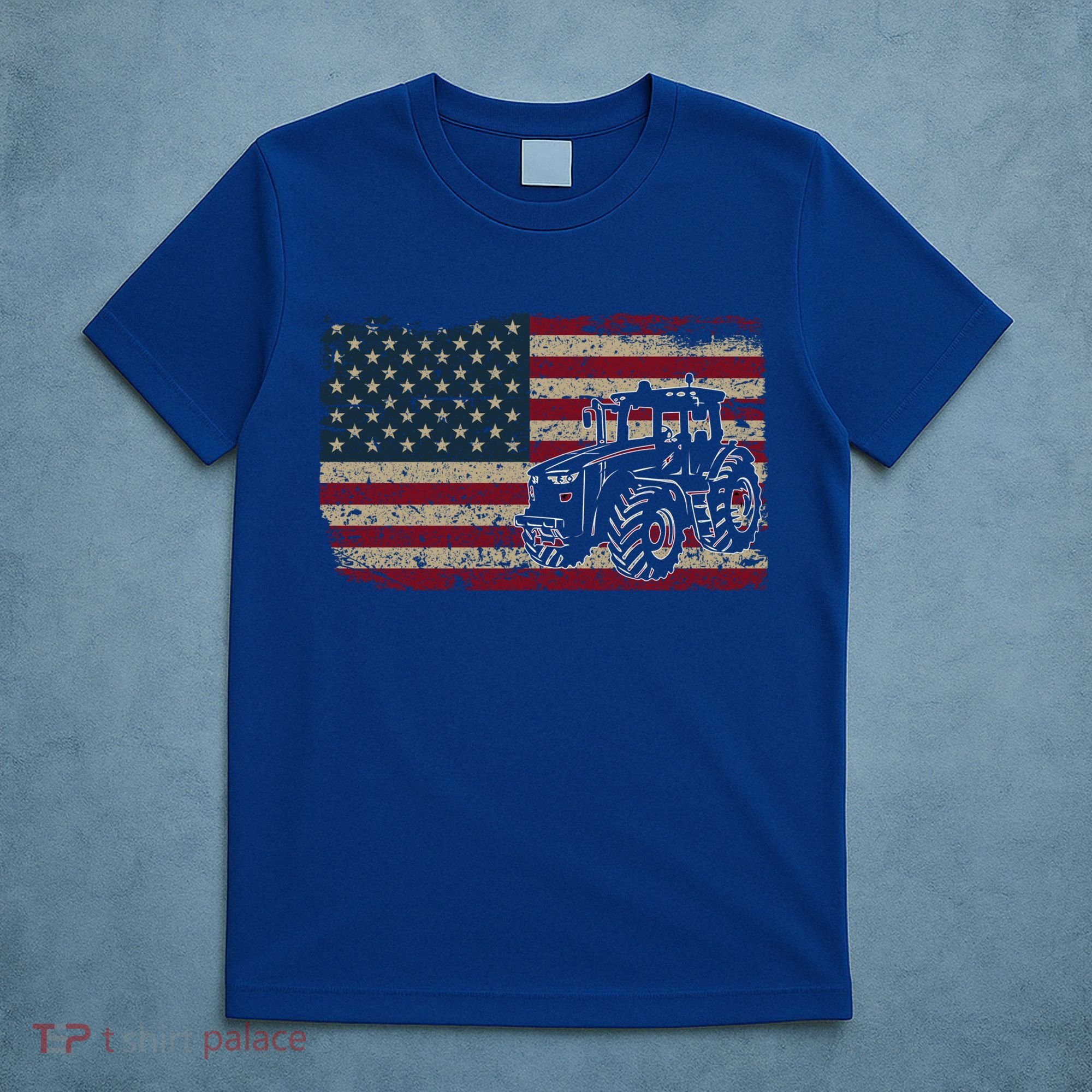 Farm Tractors Usa Flag Patriotic Farming Gift T-Shirt
