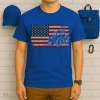 Farm Tractors Usa Flag Patriotic Farming Gift T-Shirt thumb 6