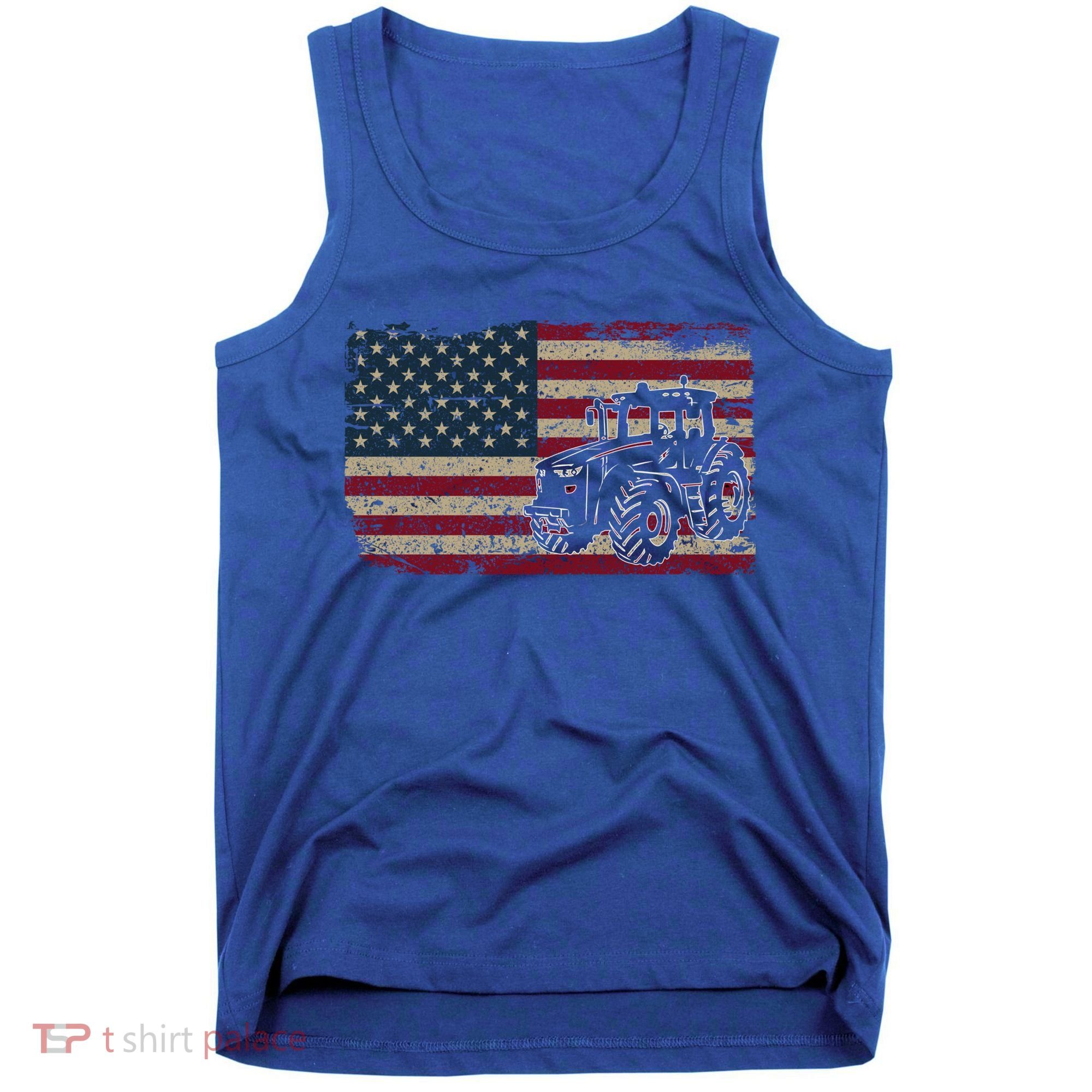 Farm Tractors Usa Flag Patriotic Farming Gift Tank Top
