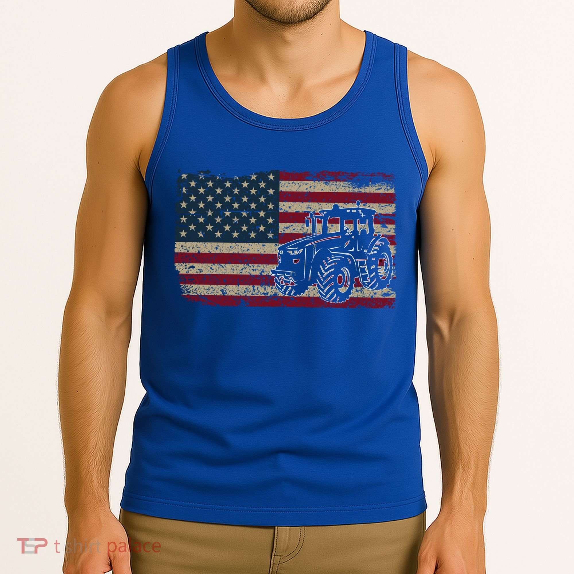 Farm Tractors Usa Flag Patriotic Farming Gift Tank Top