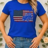 Farm Tractors Usa Flag Patriotic Farming Gift Women's T-Shirt thumb 2