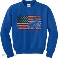 Farm Tractors Usa Flag Patriotic Farming Gift Kids Sweatshirt thumb 0