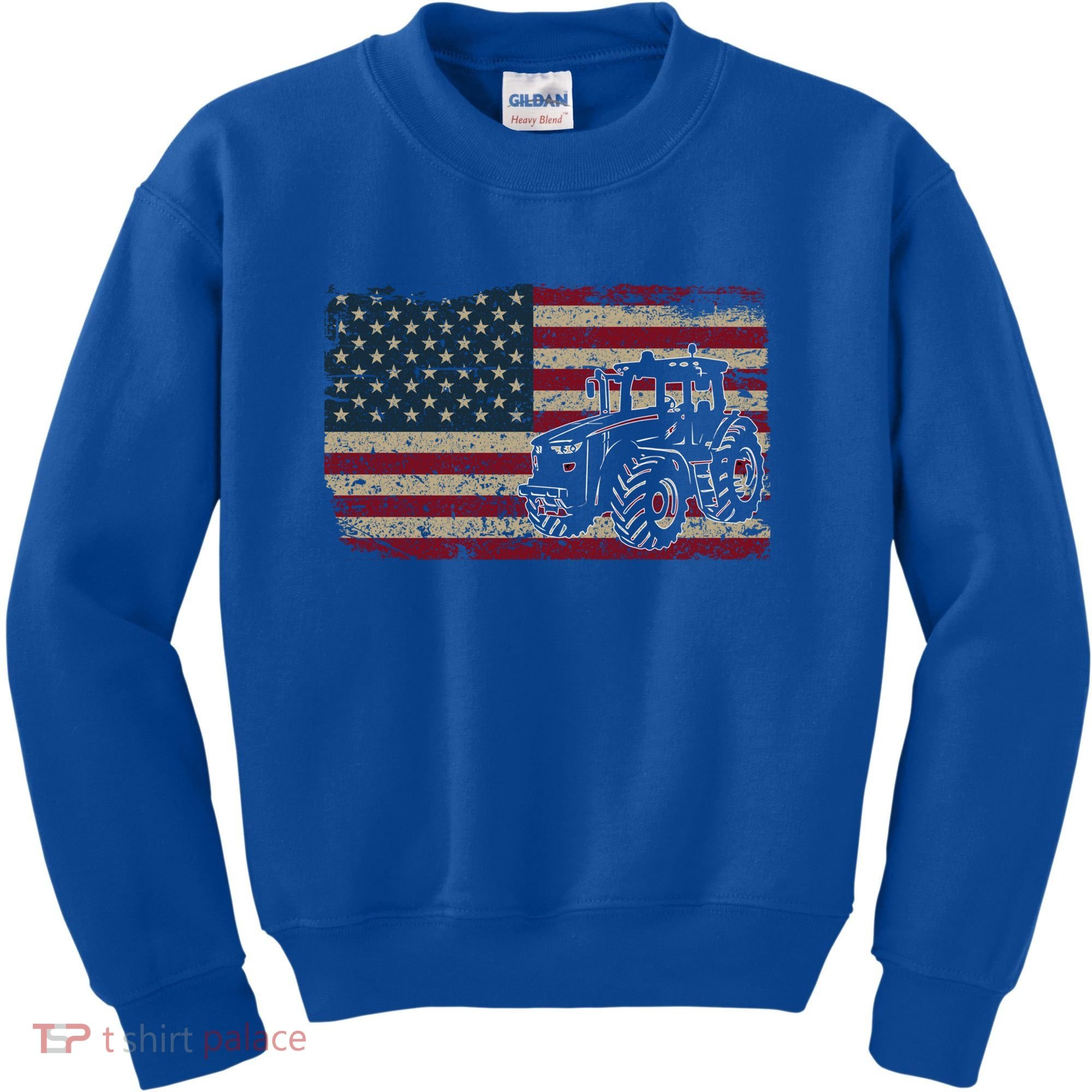Farm Tractors Usa Flag Patriotic Farming Gift Kids Sweatshirt