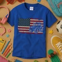 Farm Tractors Usa Flag Patriotic Farming Gift Kids T-Shirt thumb 3