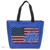 Farm Tractors Usa Flag Patriotic Farming Gift Tote Bag thumb 0