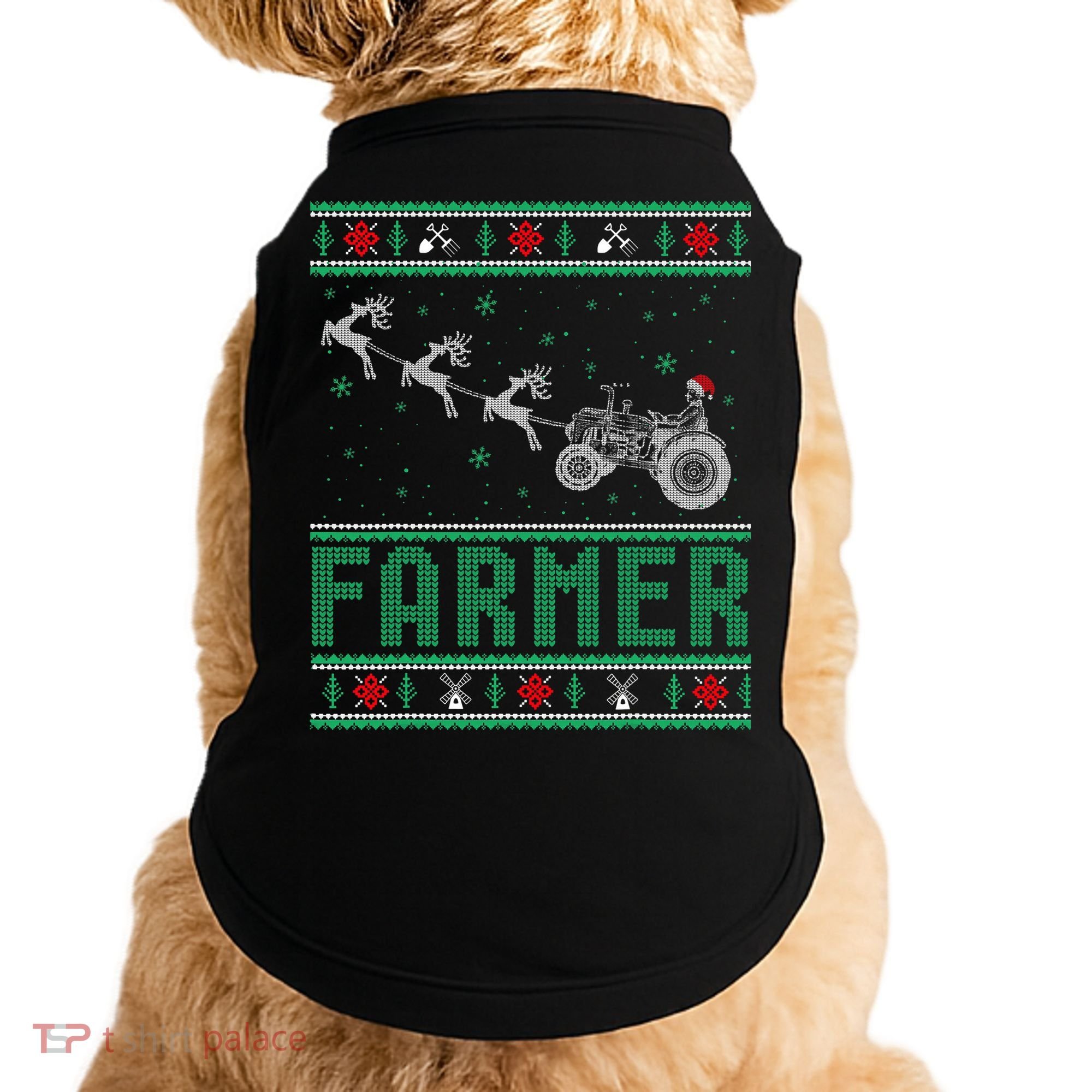 Farmer Tractors Ugly Christmas Xmas Sweater Doggie Tank