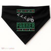 Farmer Tractors Ugly Christmas Xmas Sweater USA-Made Doggie Bandana thumb 0