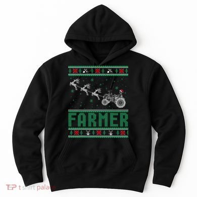 Farmer Tractors Ugly Christmas Xmas Sweater Hoodie