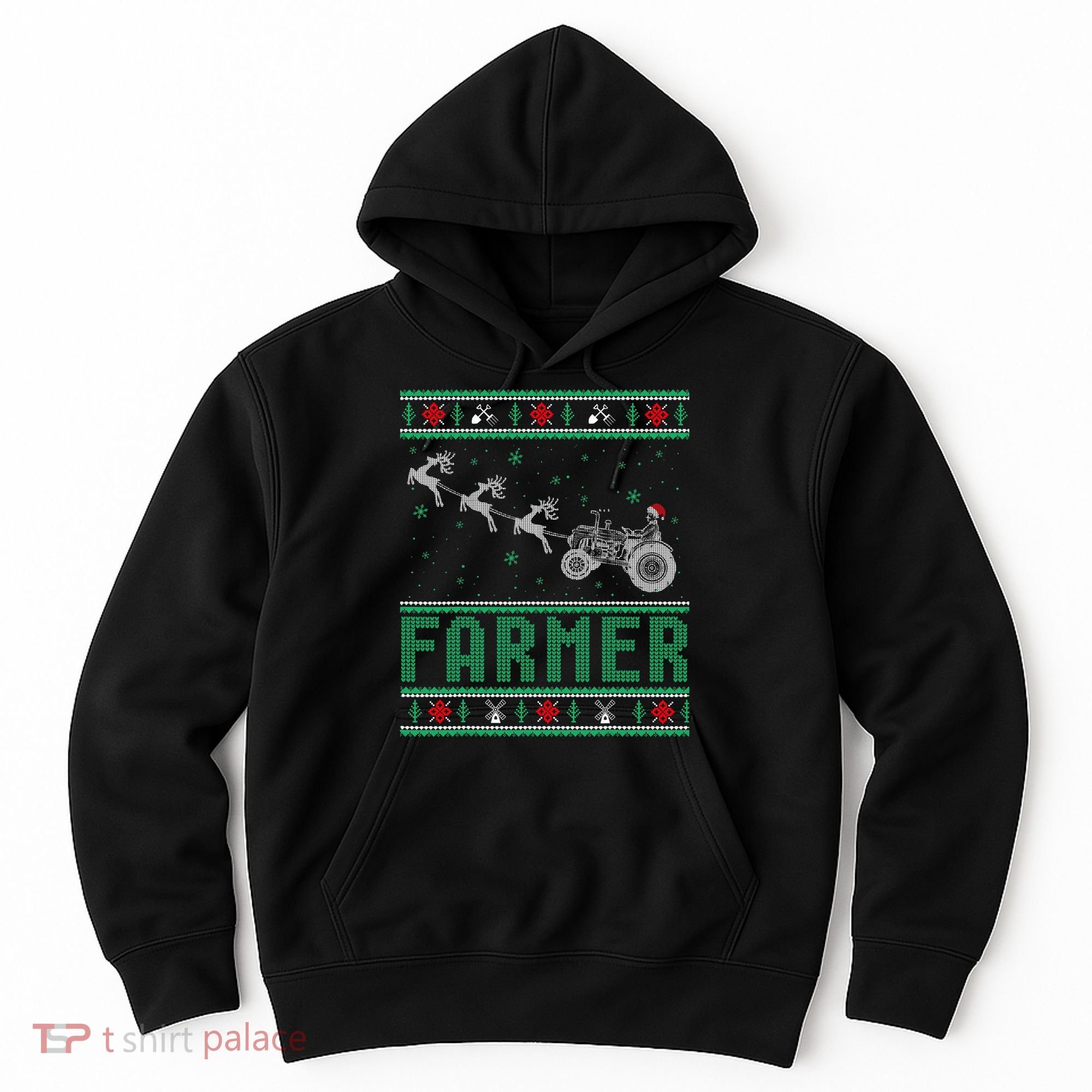 Farmer Tractors Ugly Christmas Xmas Sweater Hoodie