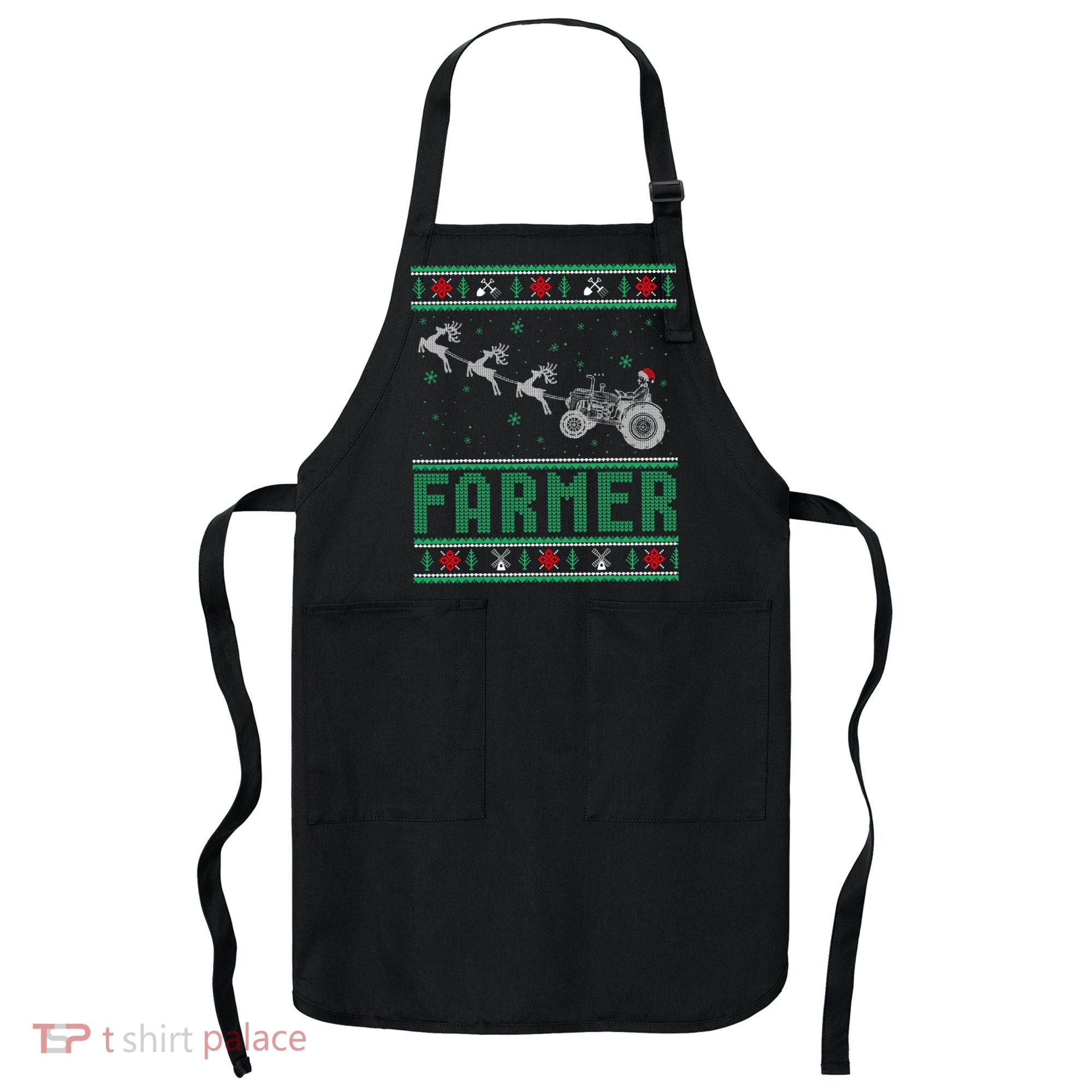Farmer Tractors Ugly Christmas Xmas Sweater Apron