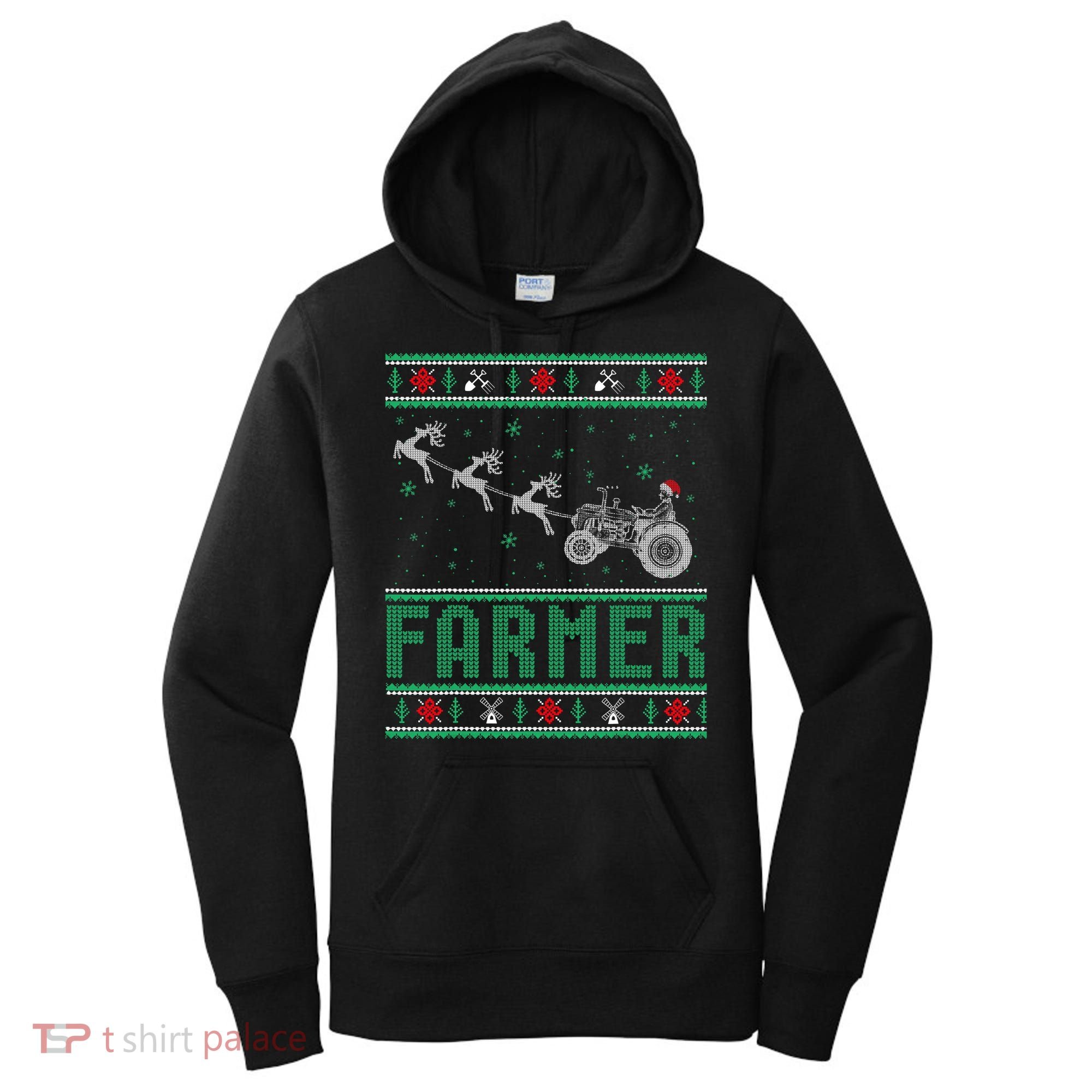 Farmer Tractors Ugly Christmas Xmas Sweater Women's Hoodie