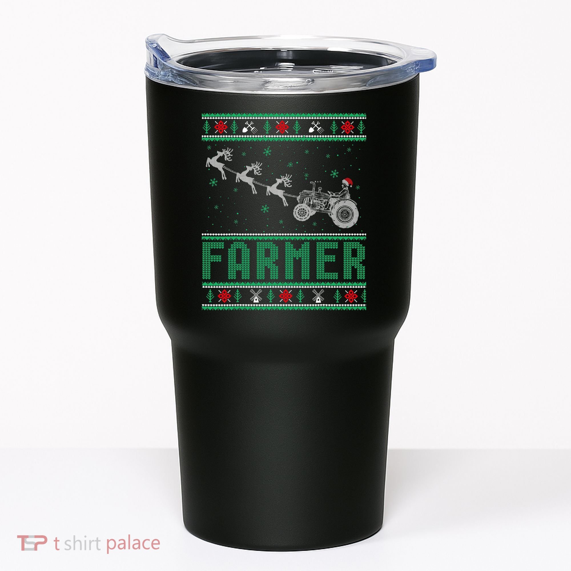 Farmer Tractors Ugly Christmas Xmas Sweater Tumbler