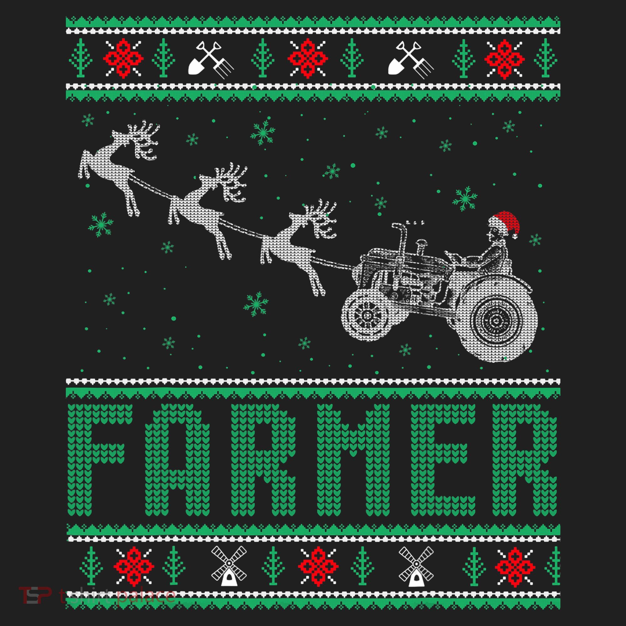 Farmer Tractors Ugly Christmas Xmas Sweater Hat