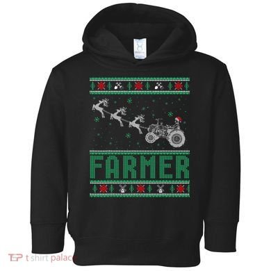 Farmer Tractors Ugly Christmas Xmas Sweater Toddler Hoodie
