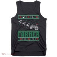 Farmer Tractors Ugly Christmas Xmas Sweater Tank Top thumb 0