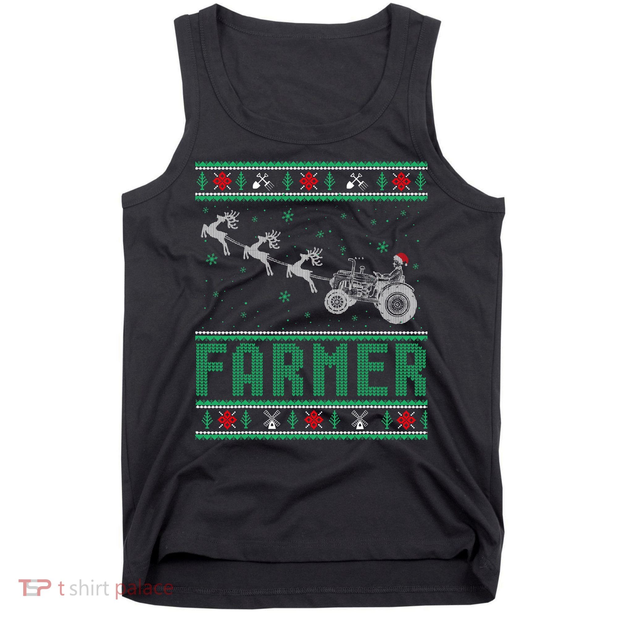 Farmer Tractors Ugly Christmas Xmas Sweater Tank Top