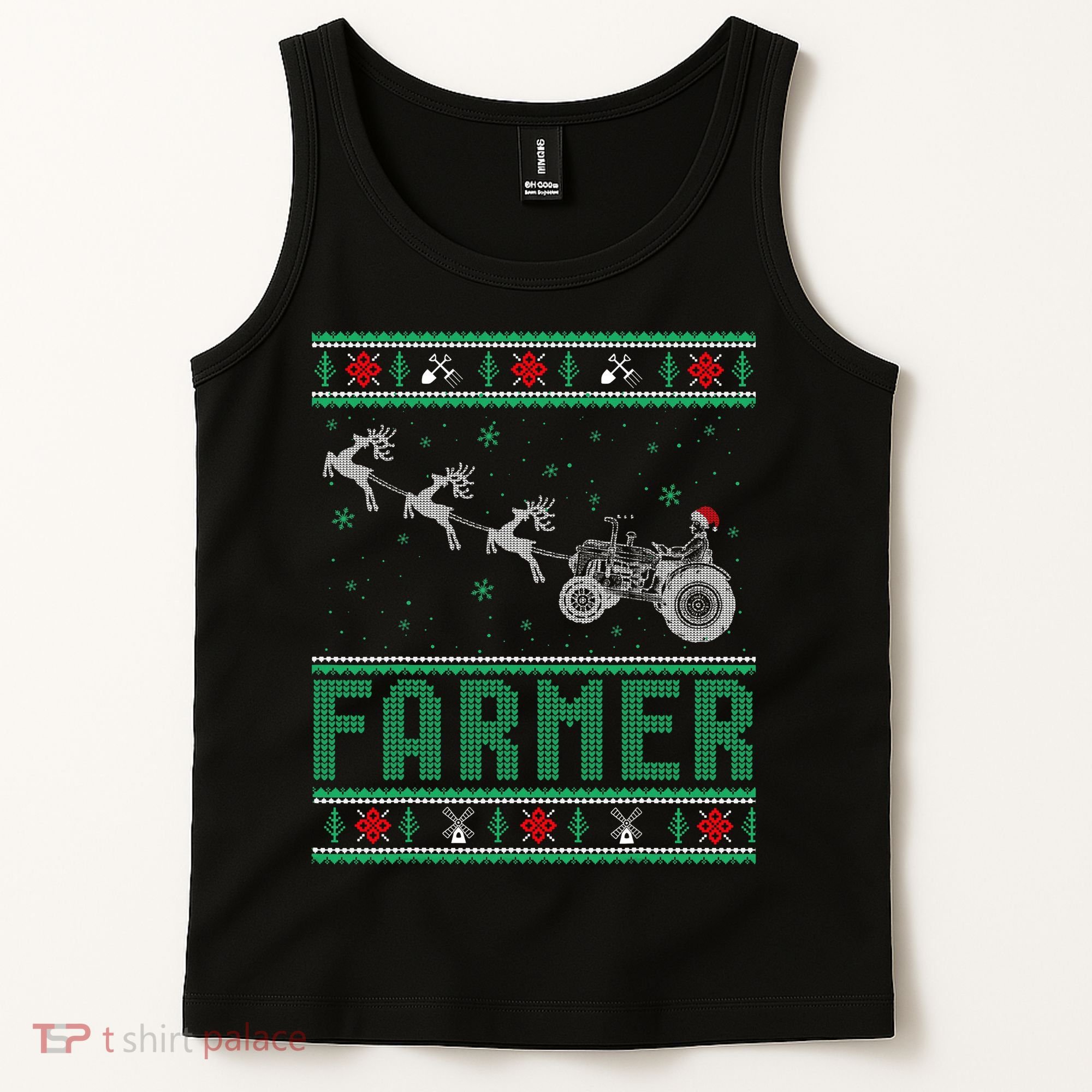 Farmer Tractors Ugly Christmas Xmas Sweater Tank Top