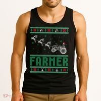 Farmer Tractors Ugly Christmas Xmas Sweater Tank Top thumb 3