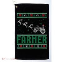 Farmer Tractors Ugly Christmas Xmas Sweater Golf Towel thumb 0