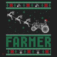 Farmer Tractors Ugly Christmas Xmas Sweater Golf Towel thumb 3