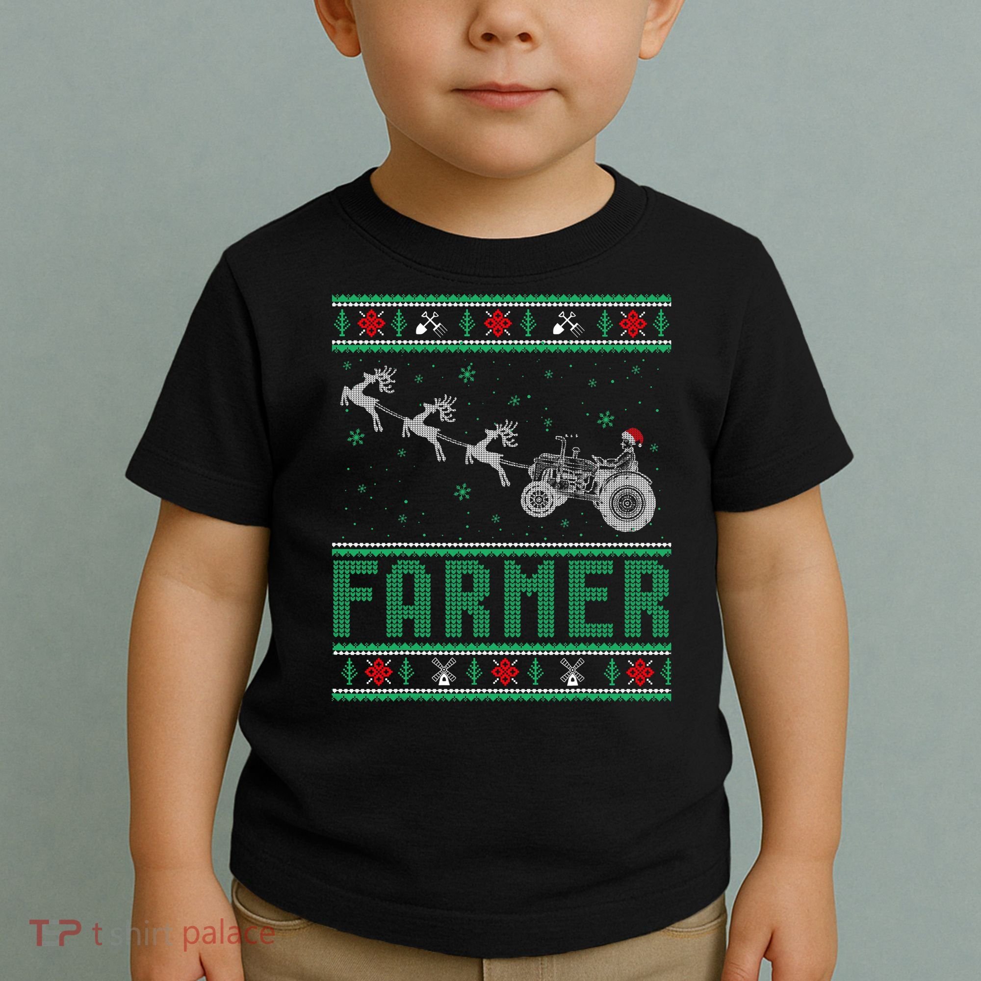 Farmer Tractors Ugly Christmas Xmas Sweater Toddler T-Shirt