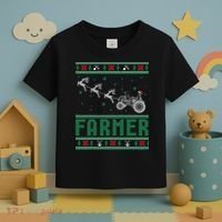 Farmer Tractors Ugly Christmas Xmas Sweater Toddler T-Shirt thumb 3