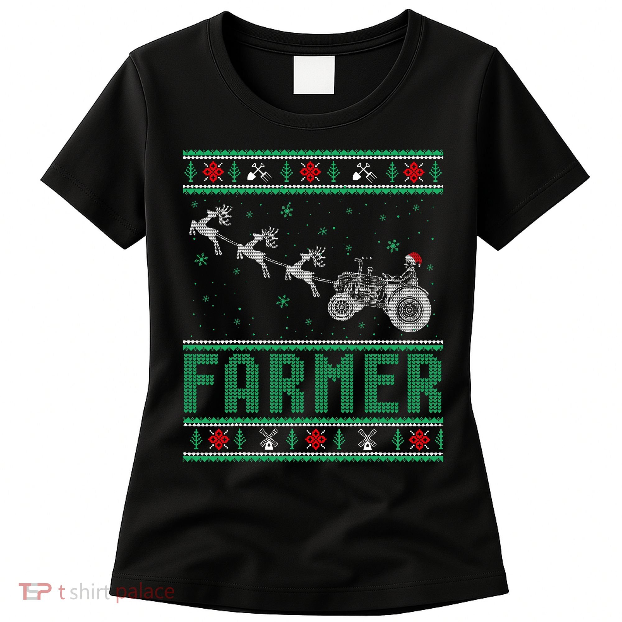 Farmer Tractors Ugly Christmas Xmas Sweater Women's T-Shirt