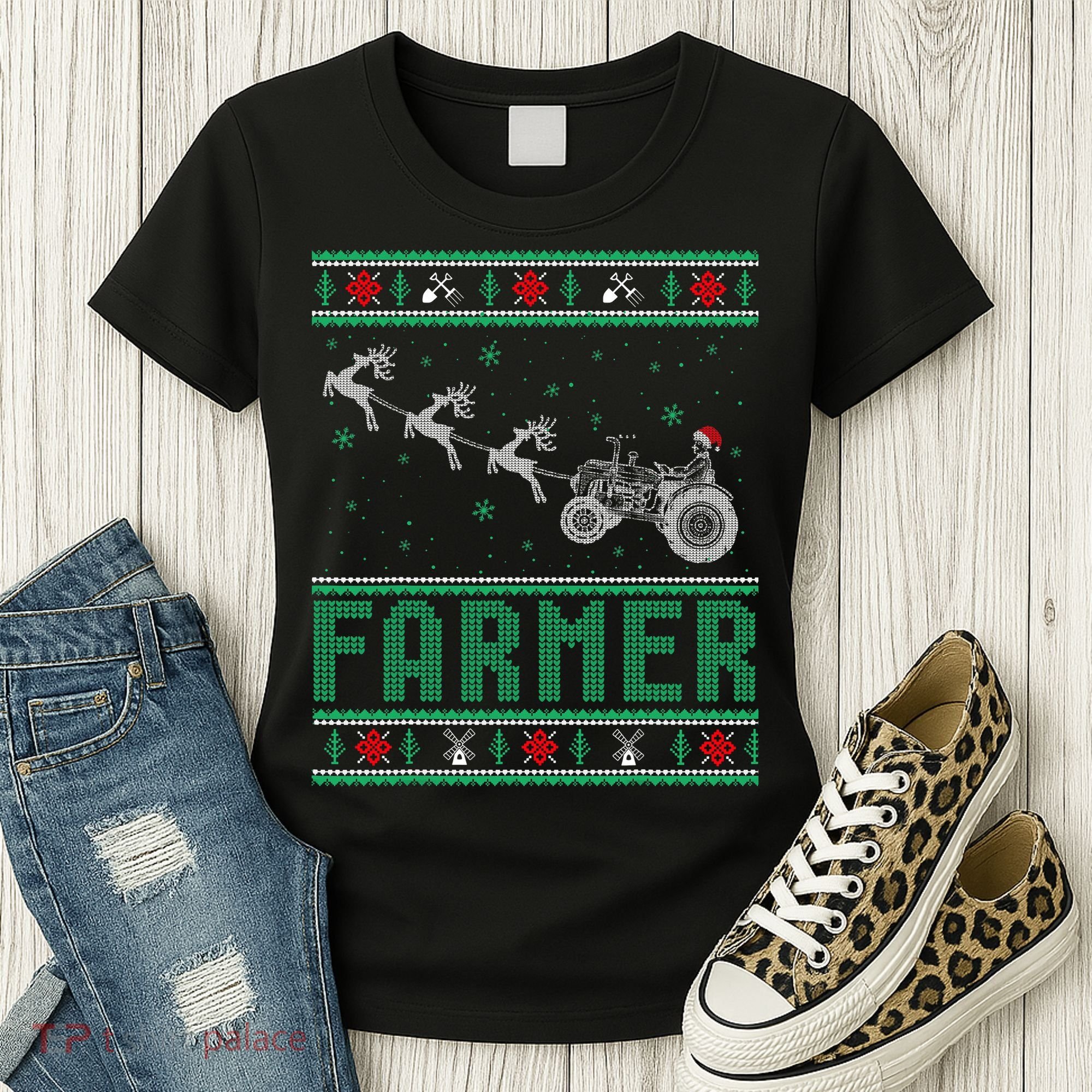 Farmer Tractors Ugly Christmas Xmas Sweater Women's T-Shirt