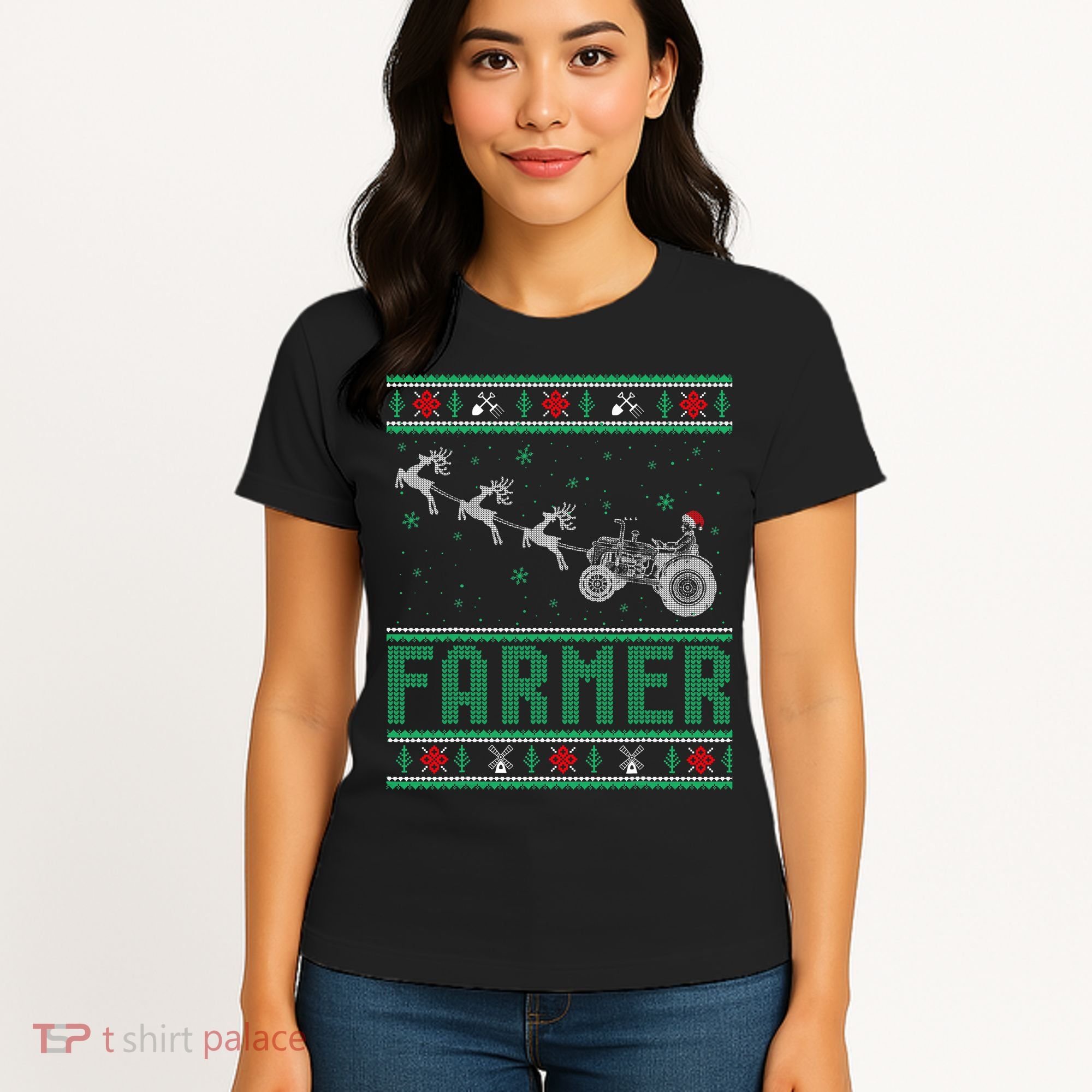 Farmer Tractors Ugly Christmas Xmas Sweater Women's T-Shirt