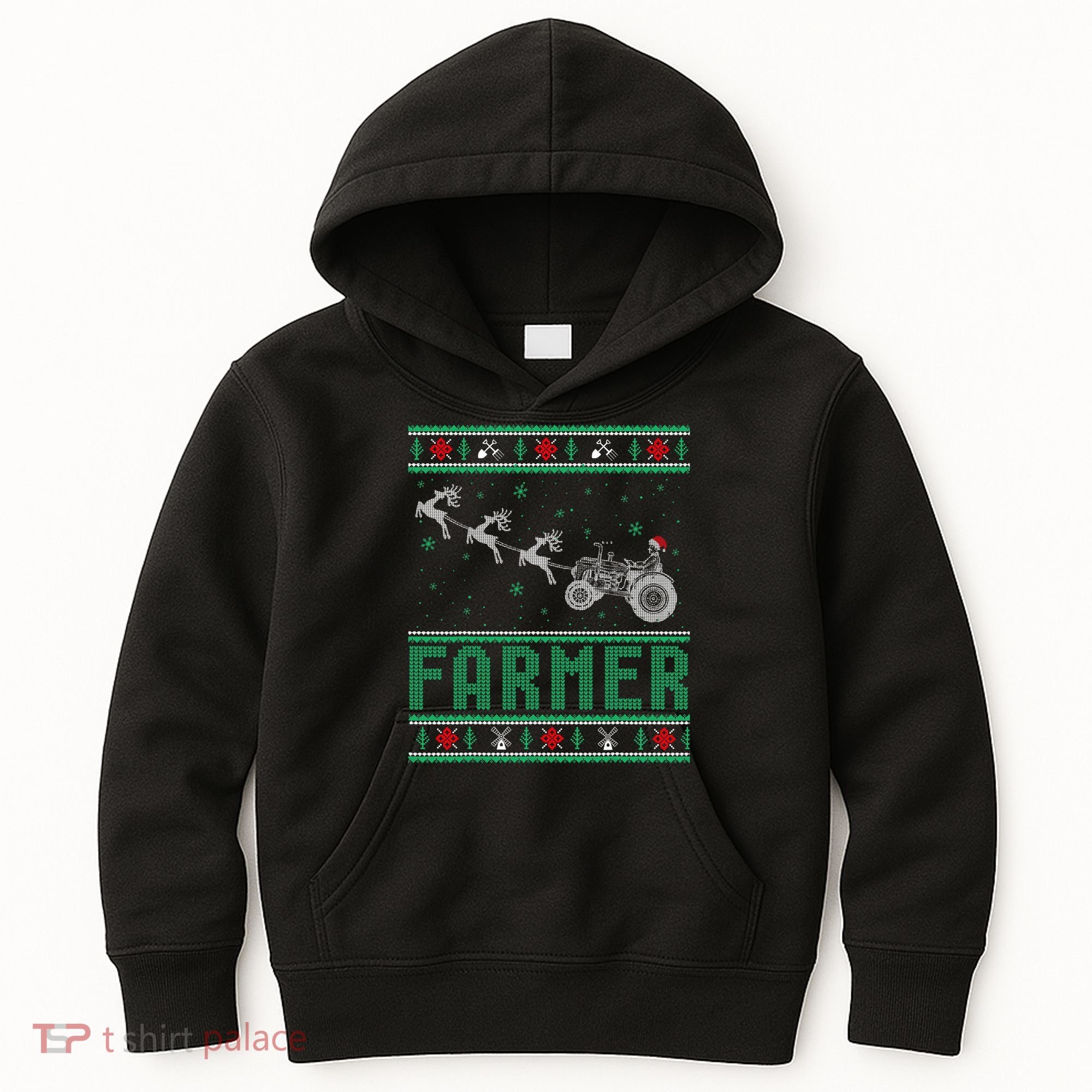 Farmer Tractors Ugly Christmas Xmas Sweater Kids Hoodie