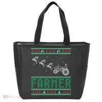 Farmer Tractors Ugly Christmas Xmas Sweater Tote Bag thumb 0