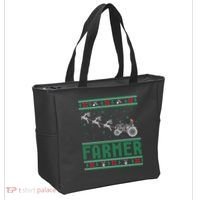 Farmer Tractors Ugly Christmas Xmas Sweater Tote Bag thumb 2