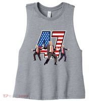 Funny Trump Victory Dance 47th President Dancing Women's Racerback Cropped Tank thumb 0