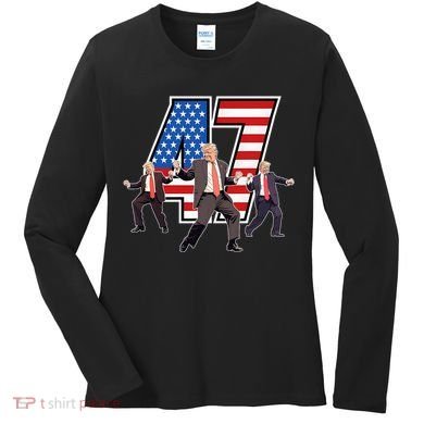 Funny Trump Victory Dance 47th President Dancing Women's Long Sleeve Shirt