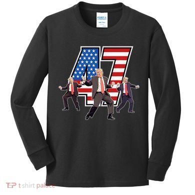 Funny Trump Victory Dance 47th President Dancing Kids Long Sleeve Shirt