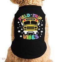 Field Trip Vibes Field Day School Bus Yellow Teacher Student Doggie Tank thumb 0