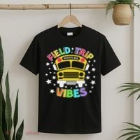 Field Trip Vibes Field Day School Bus Yellow Teacher Student T-Shirt thumb 2
