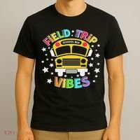 Field Trip Vibes Field Day School Bus Yellow Teacher Student T-Shirt thumb 3