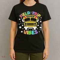 Field Trip Vibes Field Day School Bus Yellow Teacher Student T-Shirt thumb 4