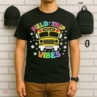 Field Trip Vibes Field Day School Bus Yellow Teacher Student T-Shirt thumb 6