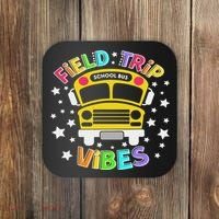 Field Trip Vibes Field Day School Bus Yellow Teacher Student Coaster thumb 0